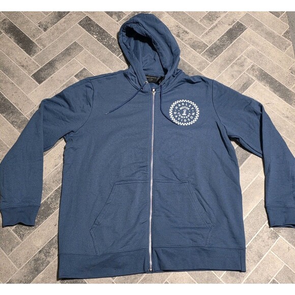 New Indigo Harley-Davidson Motors Men's Club Crew Zip-Up Fleece Hoodie Size XL - Picture 2 of 9